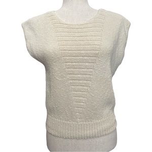 Cream Knit Sleeveless Cotton Knit Pullover S